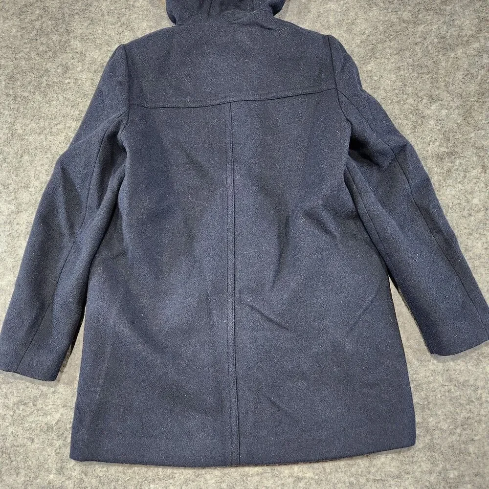 J Crew Womens 4 Vail Parka Wool‎ Blend Faux Fur Hooded Jacket Coat Navy Heavy